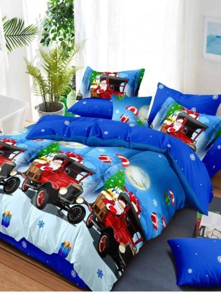 Lenjerie Finet cu Mos Craciun, Pat Dublu 6 piese A20