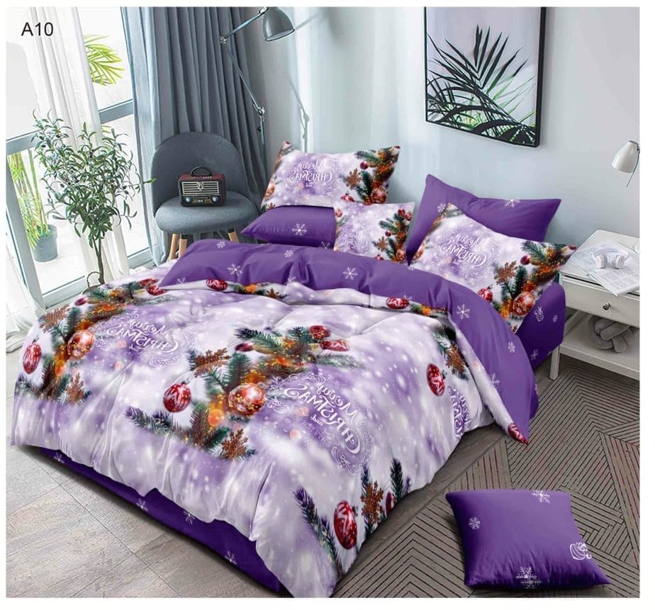 Lenjerie Finet cu Mos Craciun, Pat Dublu 6 piese A10