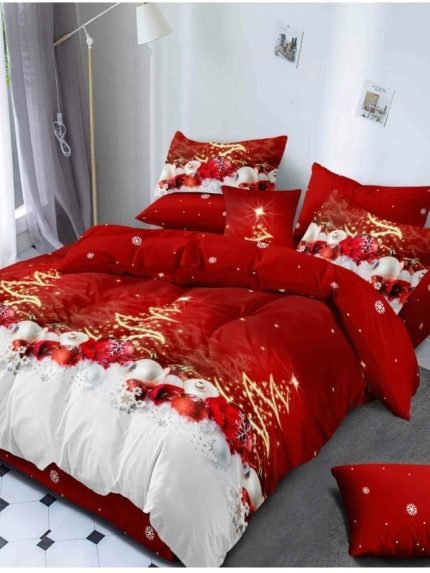 Lenjerie Finet cu Mos Craciun, Pat Dublu 6 piese A06