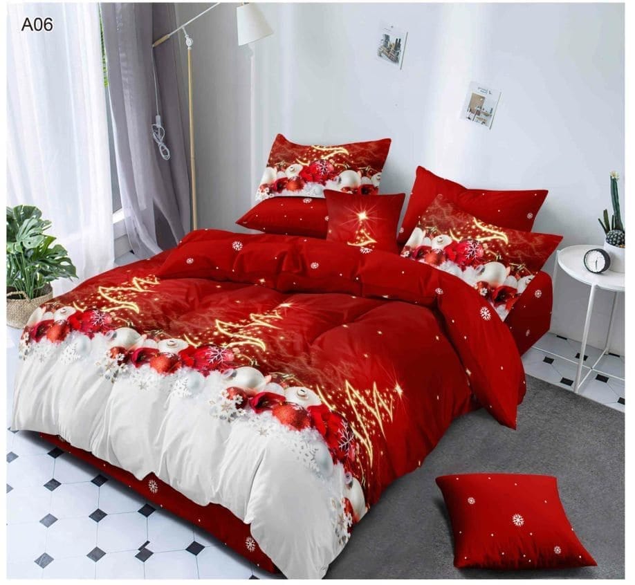Lenjerie Finet cu Mos Craciun, Pat Dublu 6 piese A06