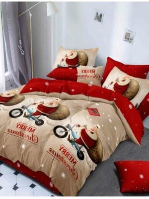 Lenjerie Finet cu Mos Craciun, Pat Dublu 6 piese A05