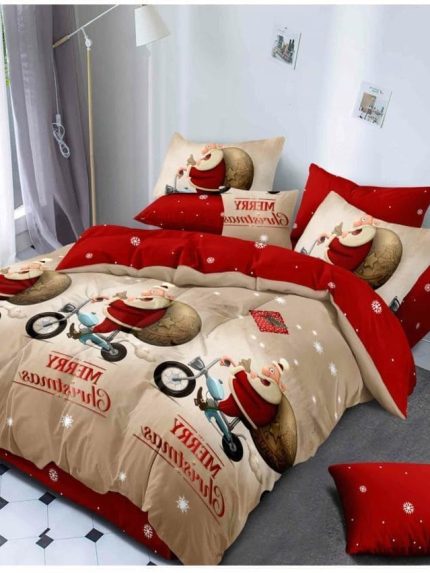 Lenjerie Finet cu Mos Craciun, Pat Dublu 6 piese A05