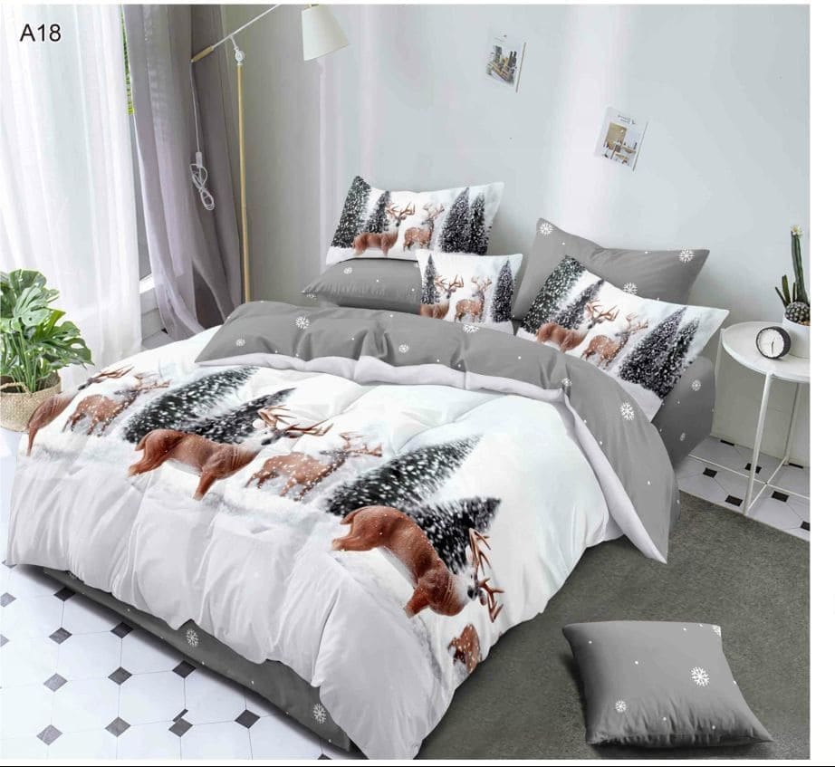 Lenjerie Finet cu Mos Craciun, Pat Dublu 6 piese A18