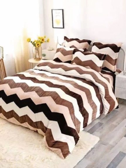 Lenjerie Cocolino ,Super Pufoasa , Pat Dublu 6 piese Crem Maro Bej C6C04