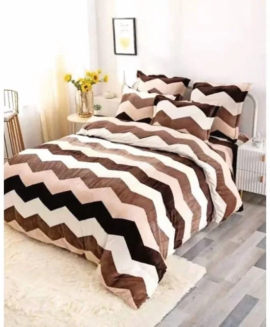 Lenjerie Cocolino ,Super Pufoasa , Pat Dublu 6 piese Crem Maro Bej C6C04