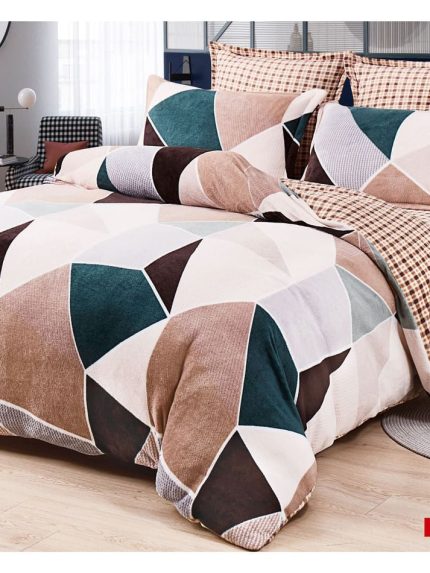 Lenjerie Cocolino ,Super Pufoasa , Pat Dublu 6 piese figuri geometrice C6C06