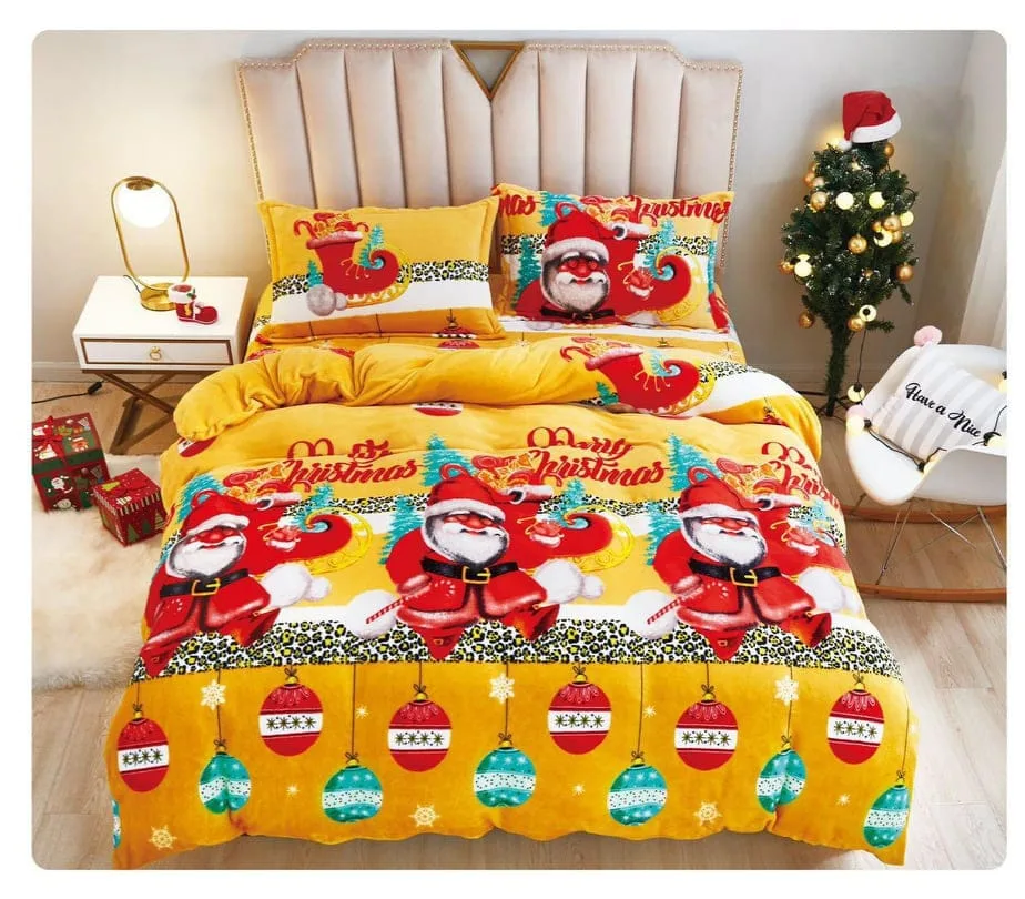 Lenjerie Cocolino cu Mos Craciun, Pentru Pat Dublu, 4 piese IC7