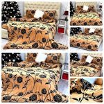 Lenjerie Cocolino cu Elastic, Super Pufoasa 4 piese, Maro-trandafiri negri - imagine 2