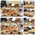 Lenjerie Cocolino cu Elastic, Super Pufoasa 4 piese, Maro-trandafiri negri - imagine 2