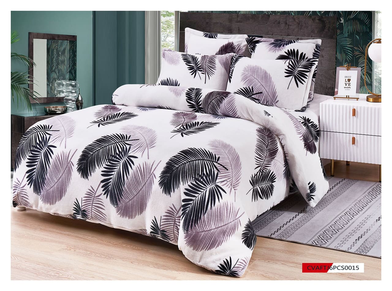 Lenjerie Cocolino ,Super Pufoasa Pat Dublu 6 piese frunze C6C10