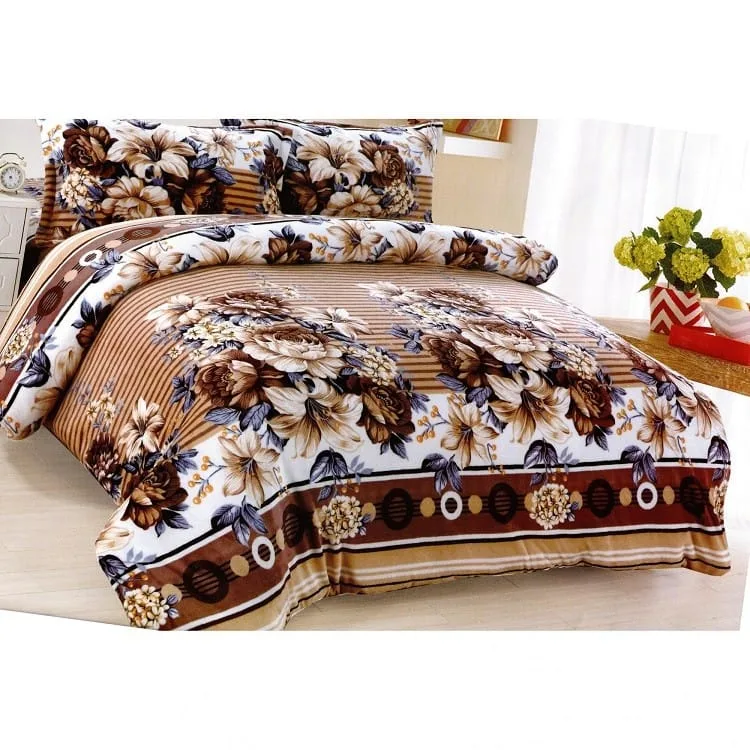 Lenjerie Cocolino ,Super Pufoasa , Pat Dublu 4 piese, Maro-Crem cu trandafiri, CC032