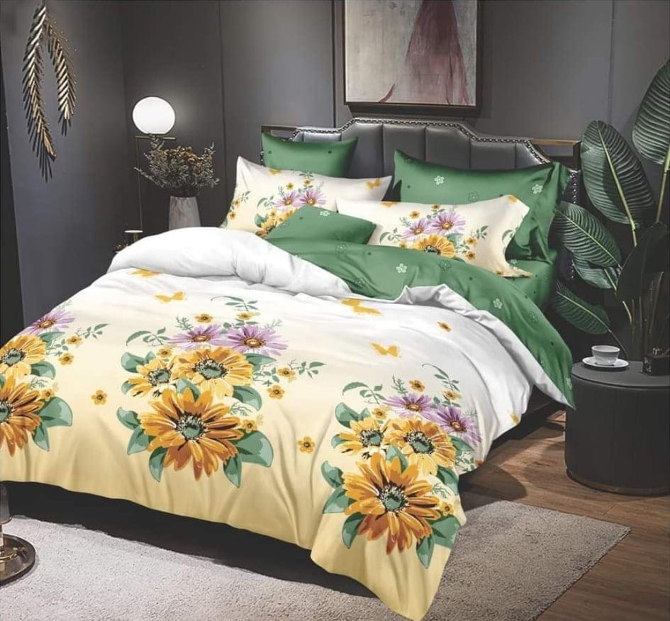 Lenjerie BUMBAC FINET, 6 piese, Verde-floarea soarelui cod FNT014