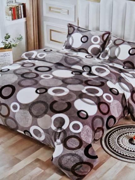 Lenjerie Cocolino ,Super Pufoasa , Pat Dublu 4 piese, Gri cu cerculete CC037