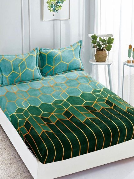 Husa cocolino cu elasatic 180x200x25cm, 2 fete de perne, Verde-fagure