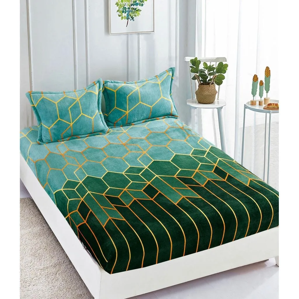 Husa cocolino cu elasatic 180x200x25cm, 2 fete de perne, Verde-fagure