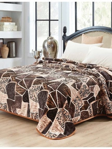 Patura Cocolino pufoasa cu margine, Pat Dublu, 200x230 cm, maro piatra