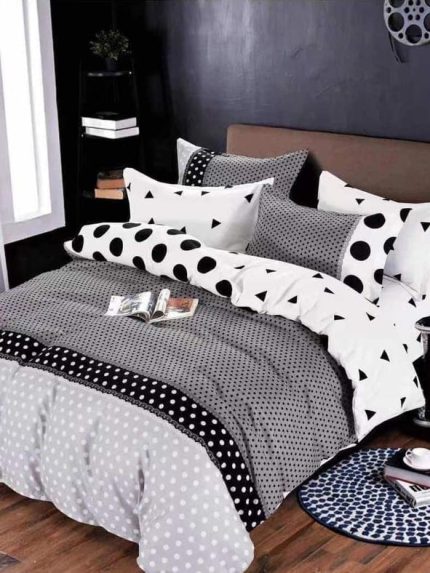 Lenjerie BUMBAC FINET, 6 piese, cu ELASTIC Multicolor, buline