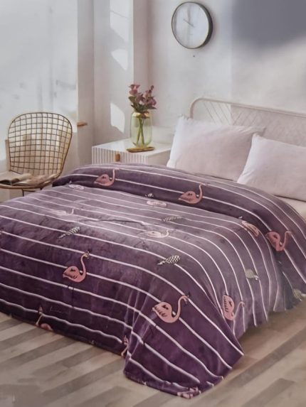 Patura Cocolino pufoasa cu margine, Pat Dublu, 200×230 cm, mov flamingo