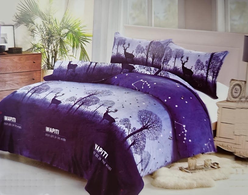 Lenjerie Cocolino ,Super Pufoasa , Pat Dublu 4 piese, Blue WAPITI CC031