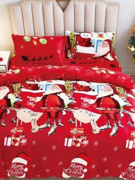 Lenjerie Cocolino cu Mos Craciun, Pentru Pat Dublu, 4 piese IC4