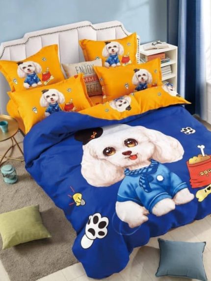 Lenjerie de pat 3D Premium, Finet cu 2 Fete, 6 Piese Puppy-FNJ7