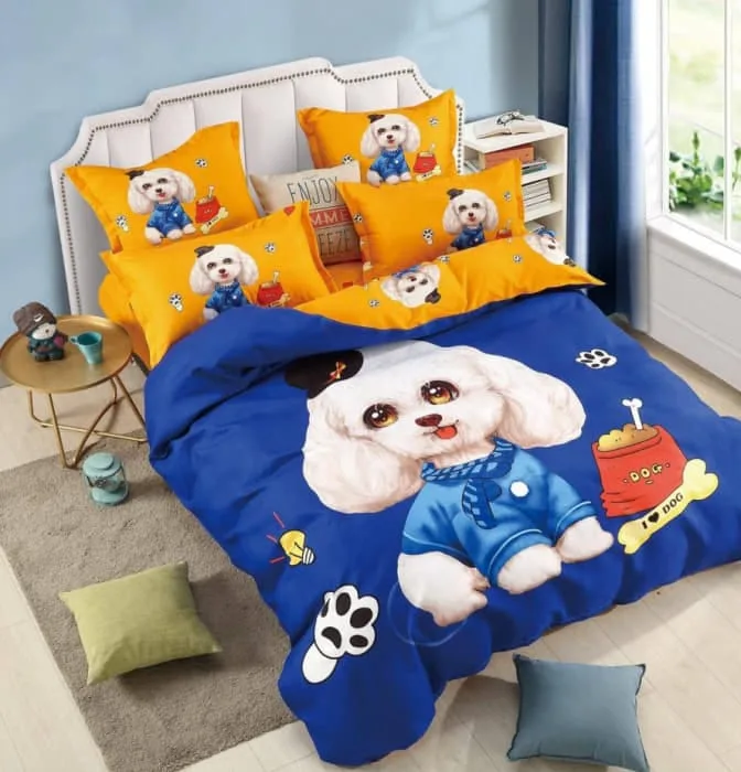 Lenjerie de pat 3D Premium, Finet cu 2 Fete, 6 Piese Puppy-FNJ7