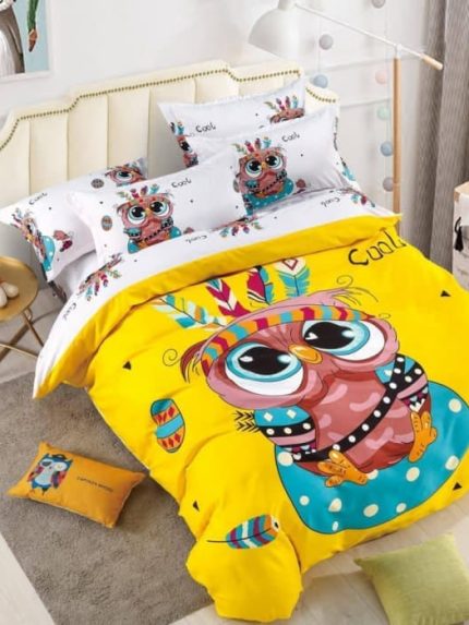 Lenjerie de pat 3D Premium, Finet cu 2 Fete, 6 Piese Bufnita-FNJ1