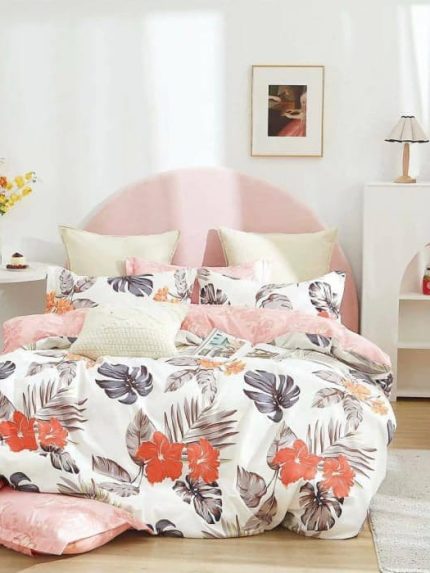 Lenjerie BUMBAC FINET, 6 piese, JOJO Home, Alb-Roz multicolor FYN5