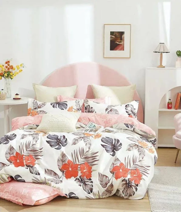 Lenjerie BUMBAC FINET, 6 piese, JOJO Home, Alb-Roz multicolor FYN5