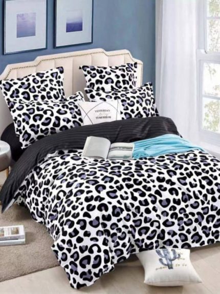 Lenjerie BUMBAC FINET, 6 piese, JOJO Home, Alb- Negru multicolor FYN6