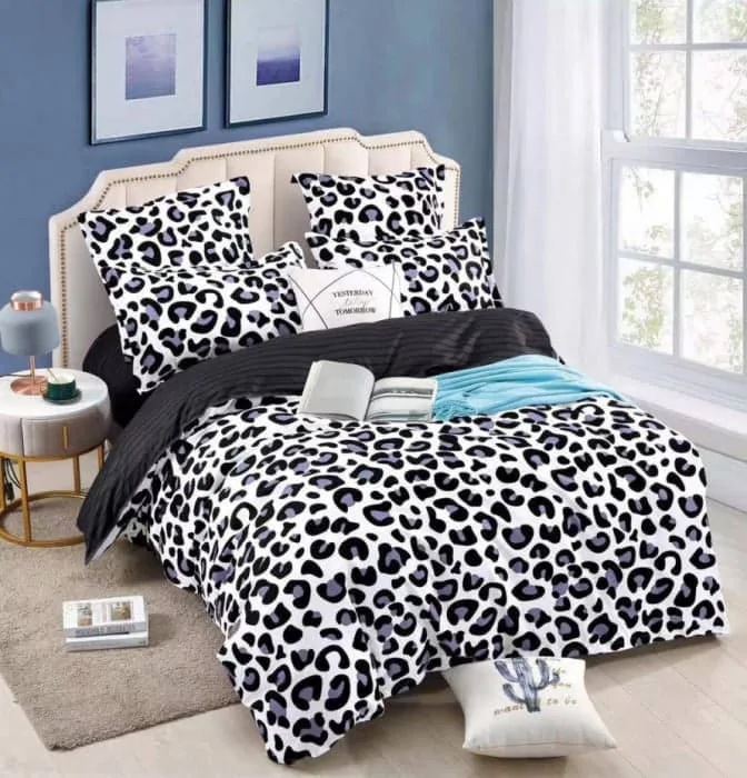 Lenjerie BUMBAC FINET, 6 piese, JOJO Home, Alb- Negru multicolor FYN6