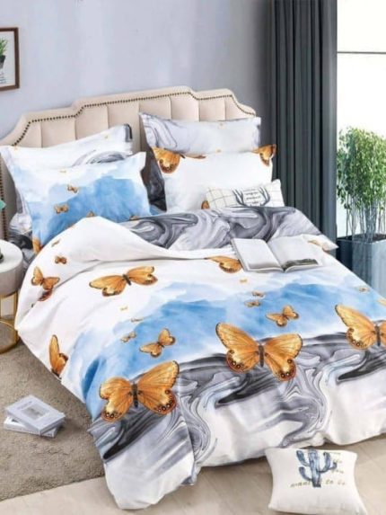 Lenjerie BUMBAC FINET, 6 piese, JOJO Home, Alb- fluturasi FYN 3