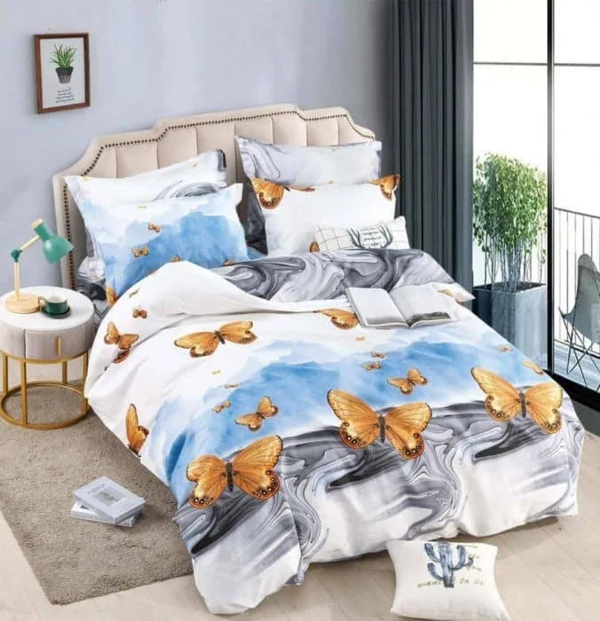 Lenjerie BUMBAC FINET, 6 piese, JOJO Home, Alb- fluturasi FYN 3