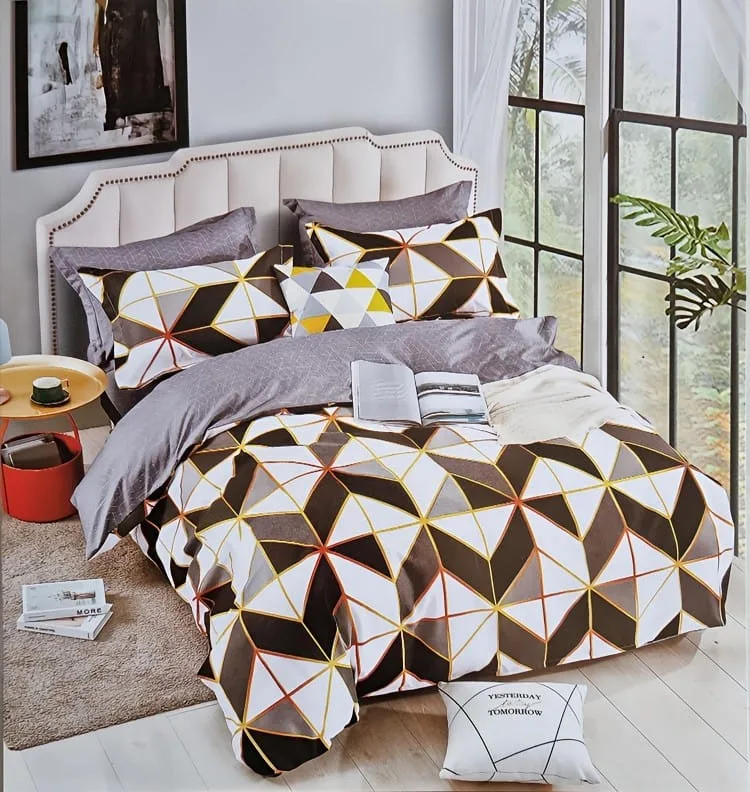 Lenjerie BUMBAC FINET, 6 piese, JOJO Home, Gri romburi, FYN13