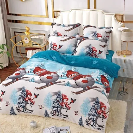 Lenjerie Cocolino cu Mos Craciun, Pat Dublu 6 piese Jojo Home