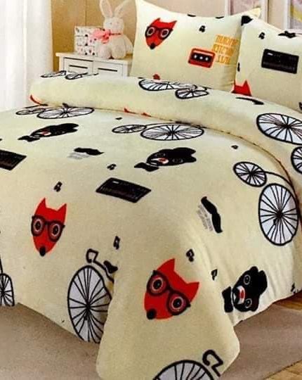 Lenjerie Cocolino, Super Pufoasa, Pat Dublu 4 piese, Crem - desene