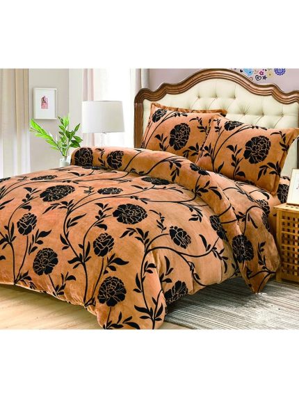 Lenjerie Cocolino cu Elastic, Super Pufoasa 4 piese, Maro-trandafiri negri