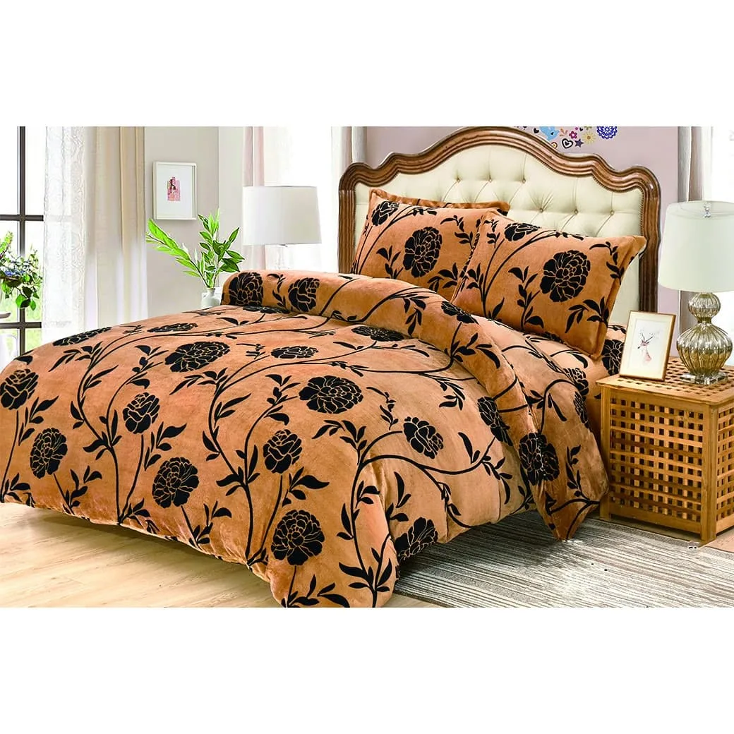 Lenjerie Cocolino cu Elastic, Super Pufoasa 4 piese, Maro-trandafiri negri