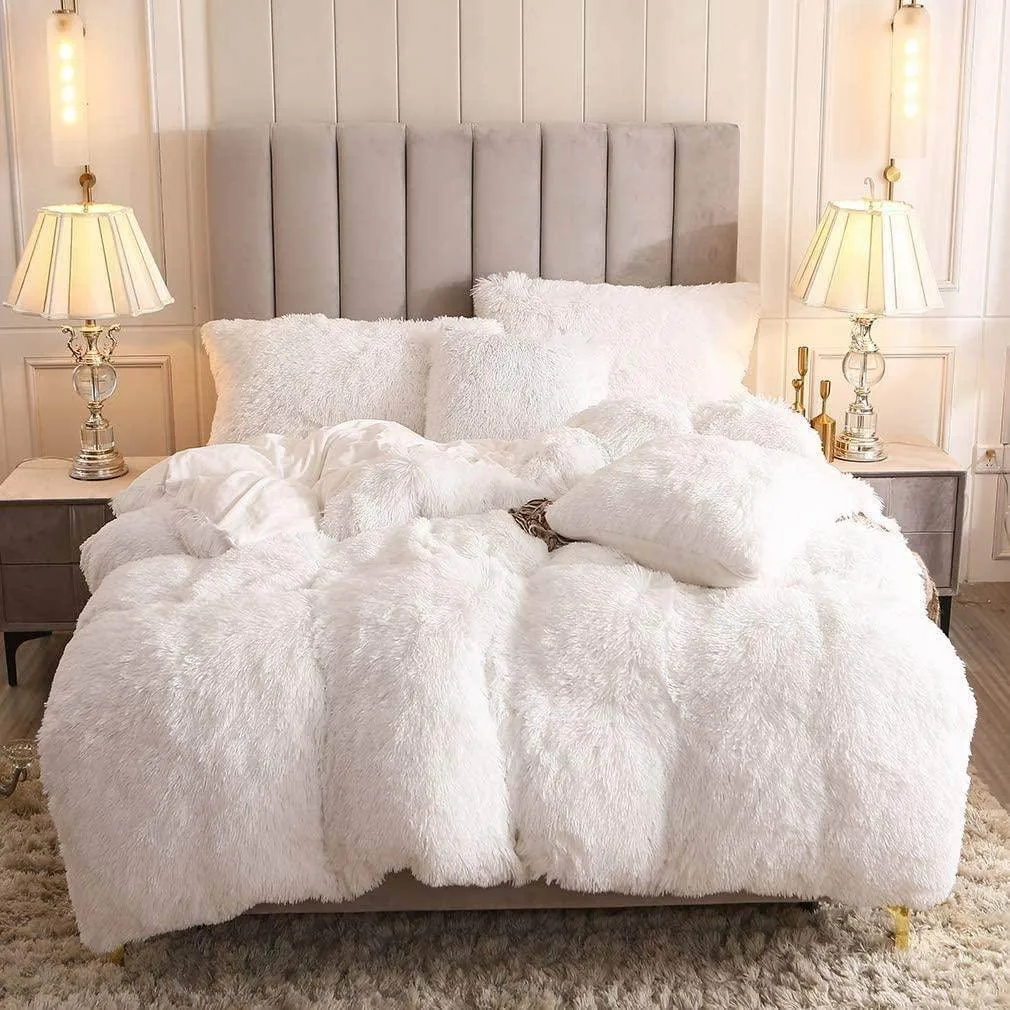 Lenjerie pat super pufoasa COCOLINO Fluffy 6 piese, Alb