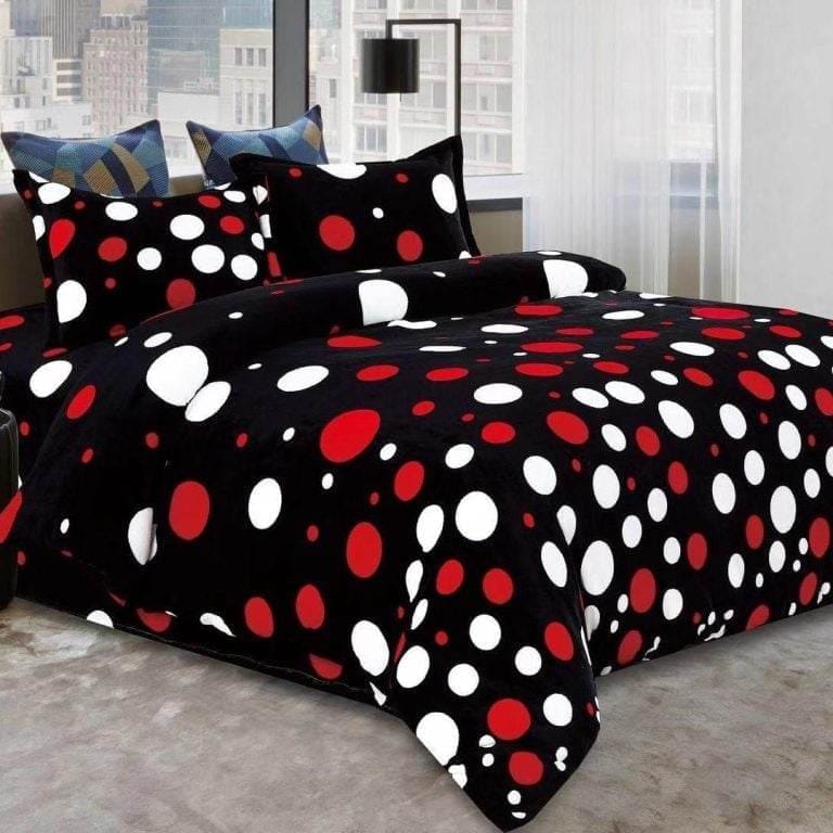 324045278_1952469345085695_244183059294343036_n Lenjerie Cocolino, Super Pufoasa, Pat Dublu 4 piese, Negru cu Cerculete Alb-Rosu - imagine 1