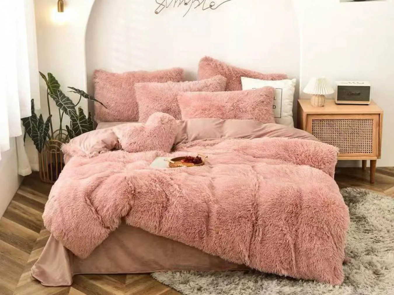 Lenjerie Pat Super Pufoasa COCOLINO Fluffy 6 Piese, cu ELASTIC, Pudra