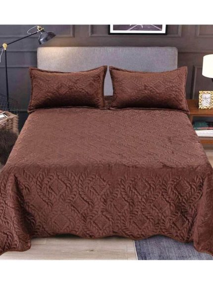 Cuvertura Matlasata, 3 piese, 220x240cm, Culoarea Maro Inchis