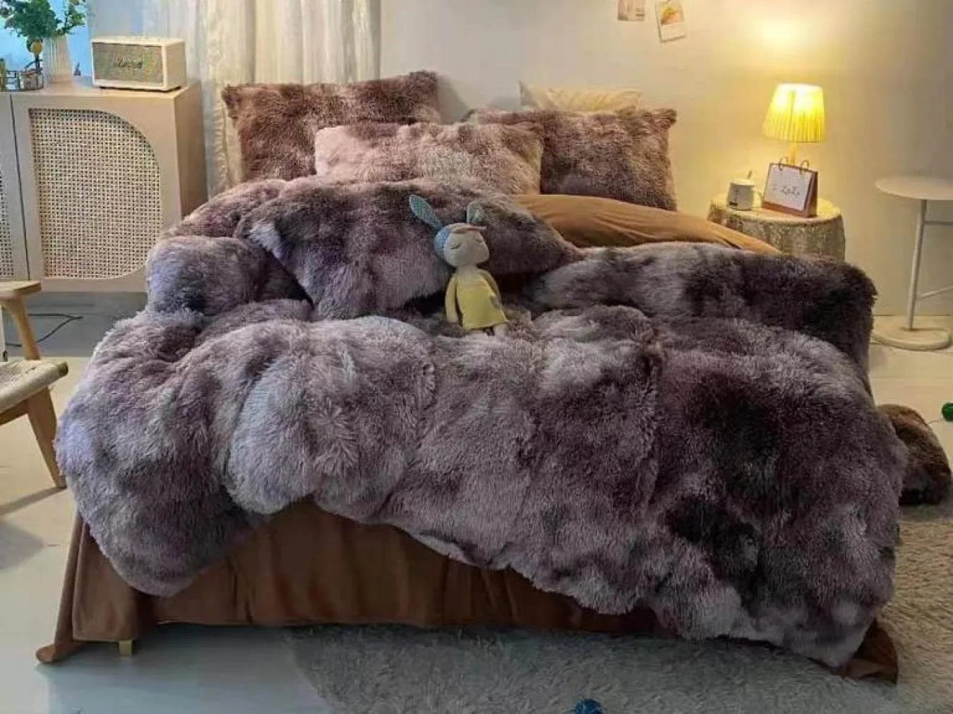 Lenjerie Pat Super Pufoasa COCOLINO Fluffy 6 Piese, Maro-Crem
