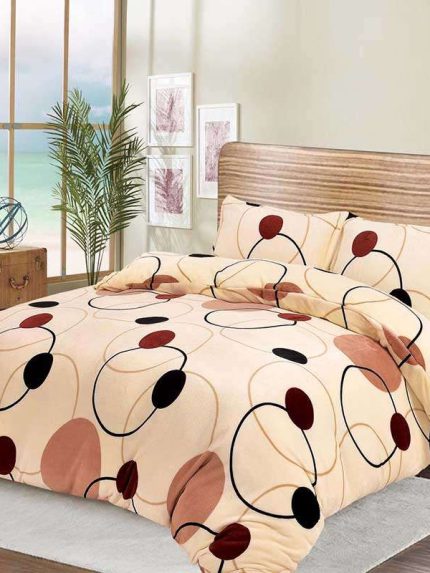 Lenjerie Cocolino, Super Pufoasa, Pat Dublu 4 piese, Crem, Cerculete CC034