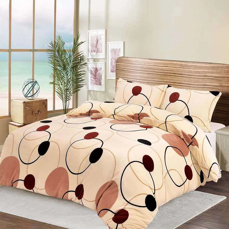 Lenjerie Cocolino, Super Pufoasa, Pat Dublu 4 piese, Crem, Cerculete CC034