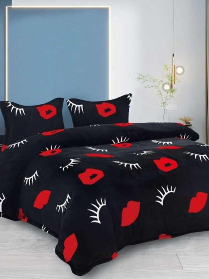 Lenjerie Cocolino ,Super Pufoasa , Pat Dublu 4 piese, Negru-Gene CC07