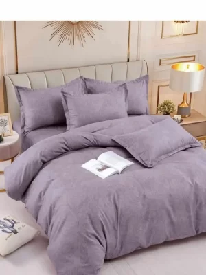 Lenjerie pat dublu, BUMBAC FINET, 6 piese, cu ELASTIC, Jojo Home, Gri, model floral