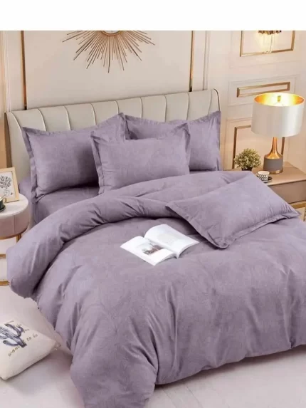 Lenjerie pat dublu, BUMBAC FINET, 6 piese, cu ELASTIC, Jojo Home, Gri, model floral