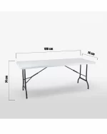 Masa pliabila de gradina, multifunctionala, cadru otel 180x74x74 cm, alba - imagine 3