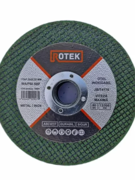 Disc verde pentru debitat metal/inox, 115x1.2x22.23 mm, Rotek